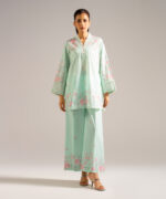 Mint Green Lawn Straight Shirt Suit - View 2