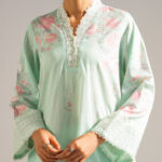 Mint Green Lawn Straight Shirt Suit - View 1