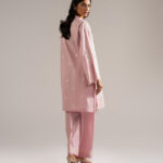 Pink Self Jacquard Straight Shirt Suit - View 1