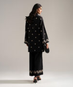 Black Self Jacquard Straight Shirt Suit - View 4
