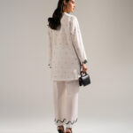 White Self Jacquard Straight Shirt Suit - View 1