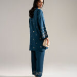 Teal Self Jacquard Straight Shirt Suit - View 1