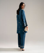 Teal Self Jacquard Straight Shirt Suit - View 1