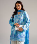 Blue Dobby Drop Shoulder Suit - View 1