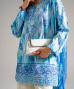 Blue Dobby Drop Shoulder Suit - View 4