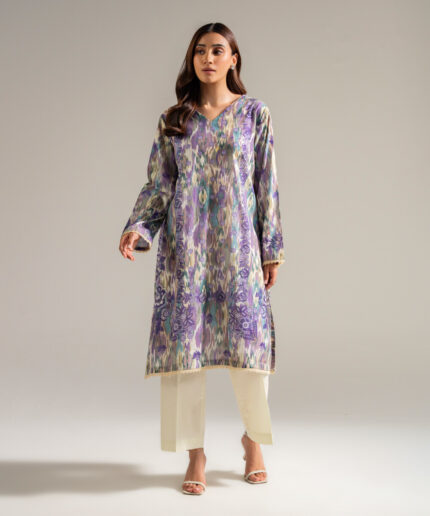 Purple Dobby Straight Suit - View 1