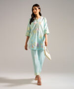 Blue Lawn Drop Shoulder Shirt Suit - View 3