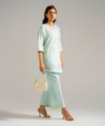Blue Lawn Drop Shoulder Shirt Suit - View 2