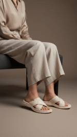 Beige Formal Slipper For Women PU0375 - View 1