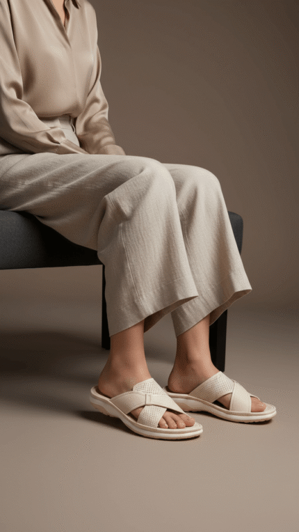 Beige Formal Slipper For Women PU0375 - View 1
