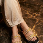 Golden Formal Slipper For Ladies PU0658 - View 1
