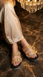 Golden Formal Slipper For Ladies PU0658 - View 1