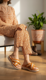 Mustard Formal Slipper For Ladies PU0683 - View 1