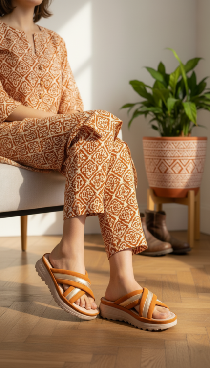 Mustard Formal Slipper For Ladies PU0683 - View 1