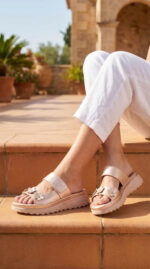 Golden Formal Slipper For Ladies PU0684 - View 1