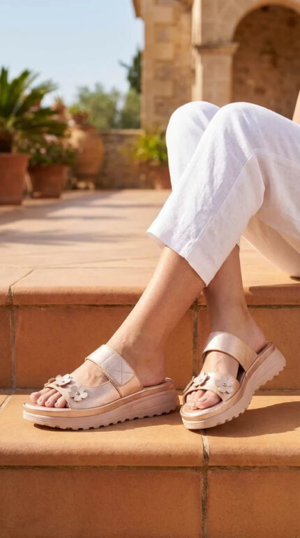Golden Formal Slipper For Ladies PU0684 - View 1