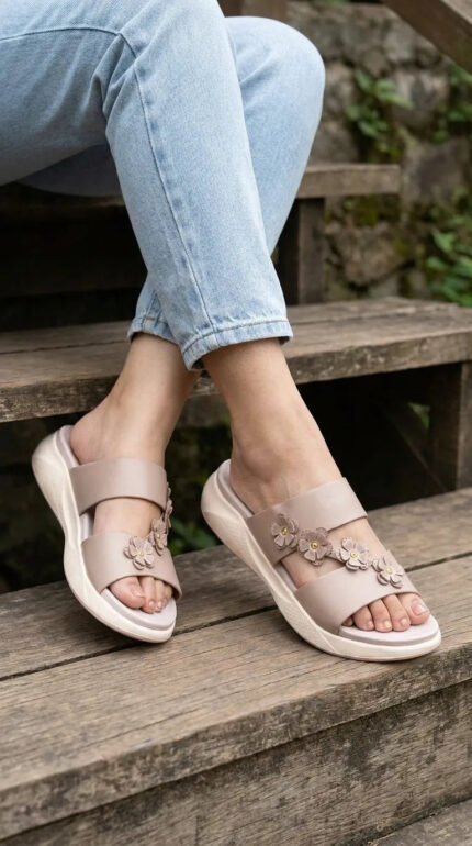 Beige Formal Slipper For Ladies PU0694 - View 1