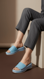 Blue Formal Slipper For Ladies PU0715 - View 1