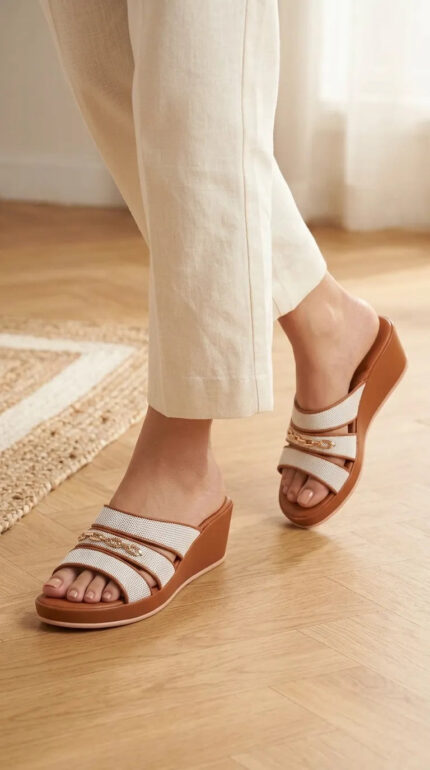 Tan Formal Slipper For Ladies PU0741 - View 1