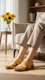 Mustard Formal Slipper For Ladies PU0747 - View 1