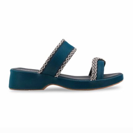Teal Blue Formal Slipper For Ladies PU0766 - View 2
