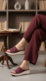 Maroon Formal Slipper For Ladies PU0795 - View 1
