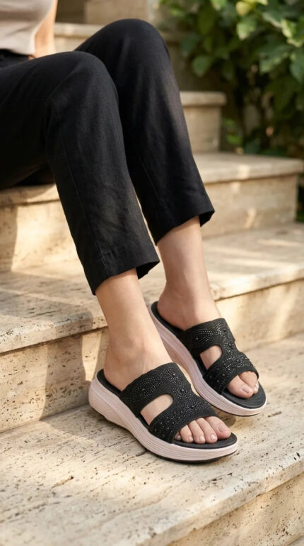 Black Formal Slipper For Ladies PU0811 - View 1