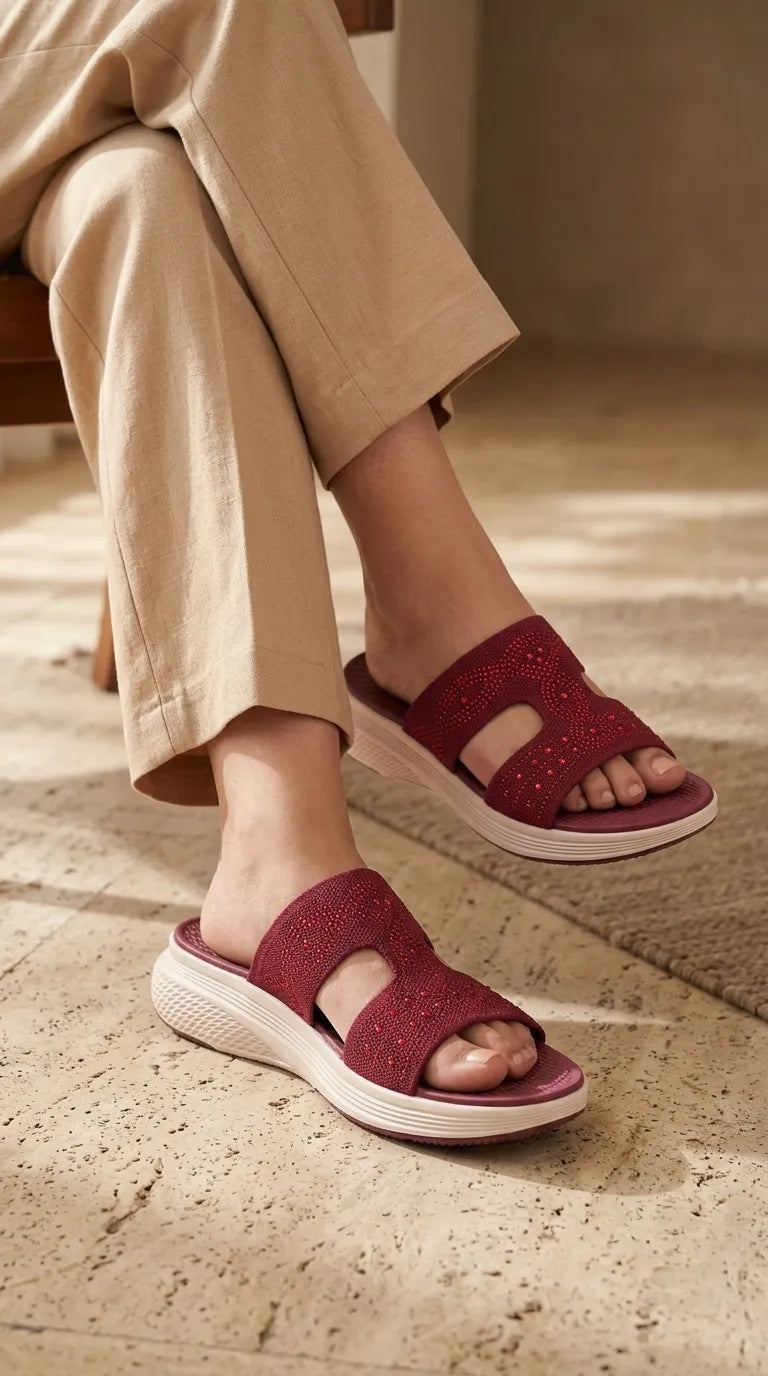 PU081105.jpg Maroon Formal Slipper For Ladies PU0811 - View 1
