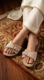 Golden Formal Slipper For Ladies PU0830 - View 1