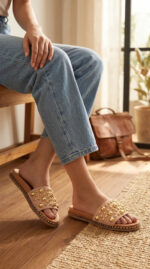 Golden Formal Slipper For Women PU0839 - View 1