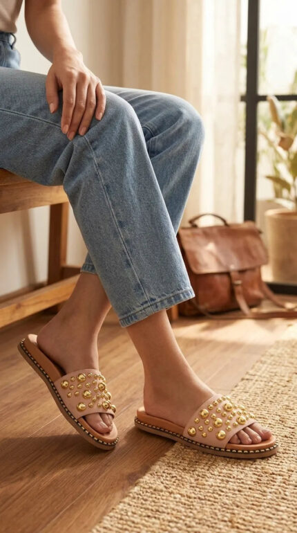 Golden Formal Slipper For Women PU0839 - View 1