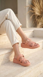 Peach Formal Slipper For Ladies PU0854 - View 1