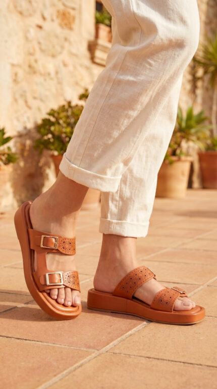 Tan Formal Slipper For Ladies PU0855 - View 1