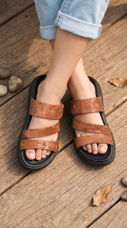 Brown Formal Slipper For Ladies PU0861 - View 1