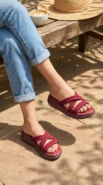 Maroon Formal Slipper For Women PU0882 - View 1