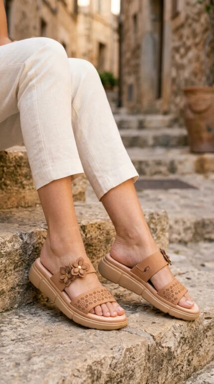 Beige Formal Slipper For Women PU0883 - View 1