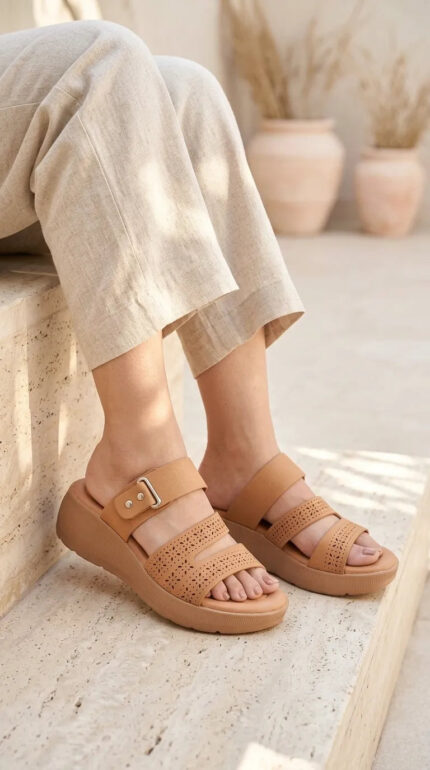 Beige Formal Slipper For Women PU0895 - View 1