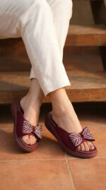 Maroon Formal Slipper For Women PU0899 - View 1