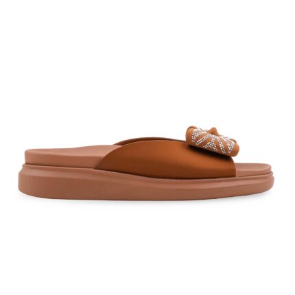 Tan Formal Slipper For Women PU0899 - View 2