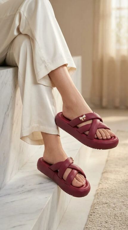 Maroon Formal Slipper For Ladies PU0900 - View 1