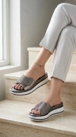 Grey Formal Slipper For Women PU0913 - View 1