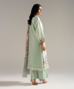 Green Dobby Crepe A-Line Suit - View 4