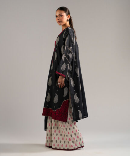 Black Lawn Drop Shoulder Suit - View 1