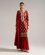 Maroon Lawn Straight Suit - View 1