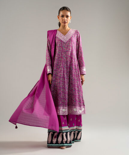 Pink Lawn Pishwas Suit - View 2