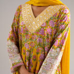 Yellow Lawn Pishwas Suit - View 1