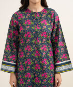 Dark Blue Slub Lawn Straight Suit - View 5