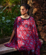 Purple Habotai Grip Kaftan Suit - View 3