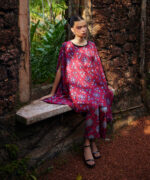 Purple Habotai Grip Kaftan Suit - View 6