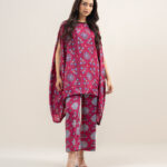Purple Habotai Grip Kaftan Suit - View 1